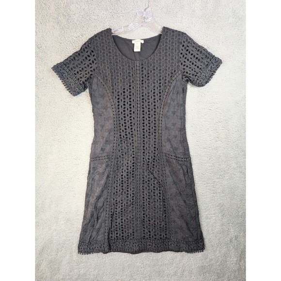 Sundance Eyelet Midi Dress Womens Size 8 Slate Gray Fairycore Whimsy Goth Cotton - Picture 13 of 14